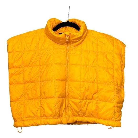 Zara Quilted Puffer Vest Women Sz XS-S Orange Zip Up Oversize Y2K Street - Picture 1 of 13